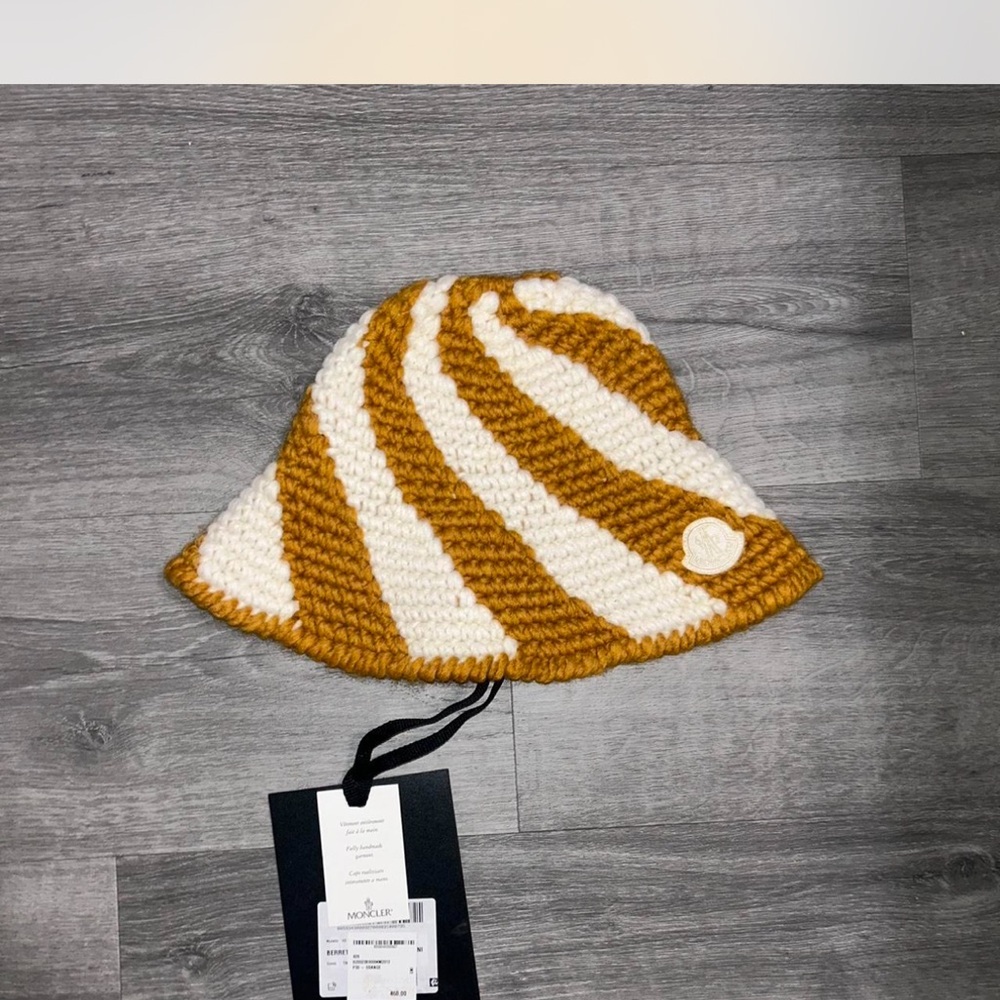 Moncler Knit Hat - White and Tan